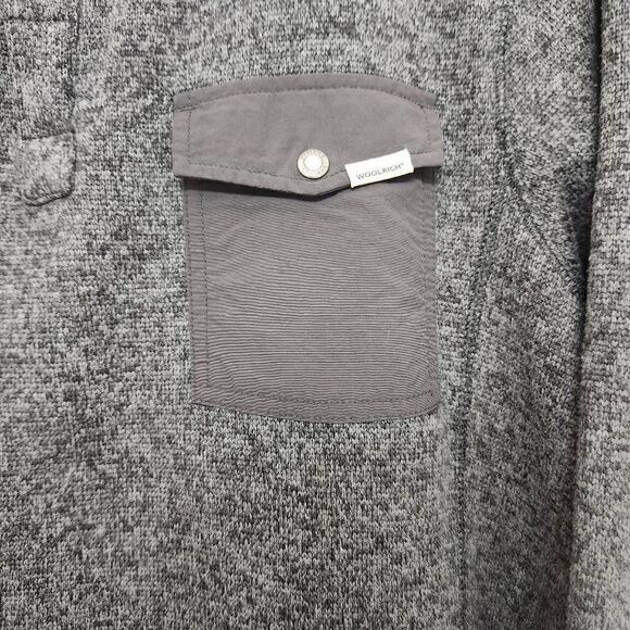 Woolrich Pullover Sweater Sweatshirt Men's Large 1/4 Snap Front Gray - Picture 3 of 5
